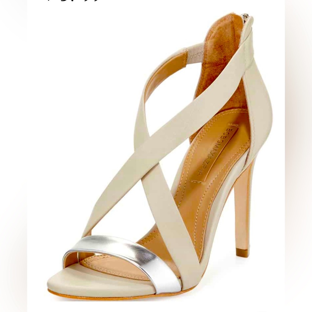 BCBG Rainn Heels Taupe Silver sz 8.5